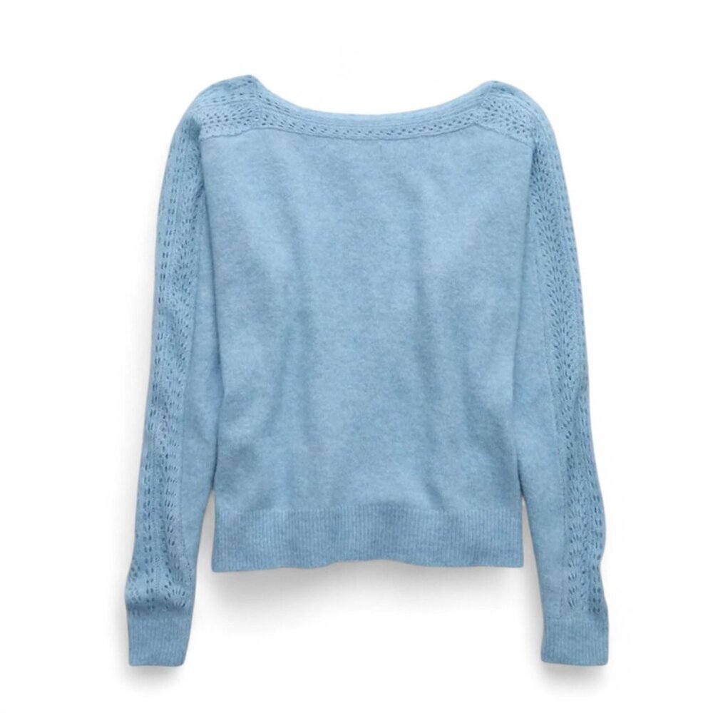 NEW!!! - AMERICAN EAGLE BLUE SO SOFT LACE SWEATER - SIZE XL - Picture 6 of 7